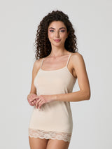 Cotton modal tank top with lace