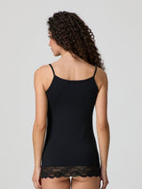 Cotton modal tank top with lace