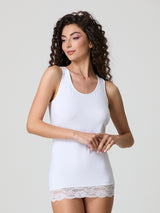 Canotta con pizzo in cotone modal