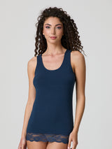 Canotta con pizzo in cotone modal