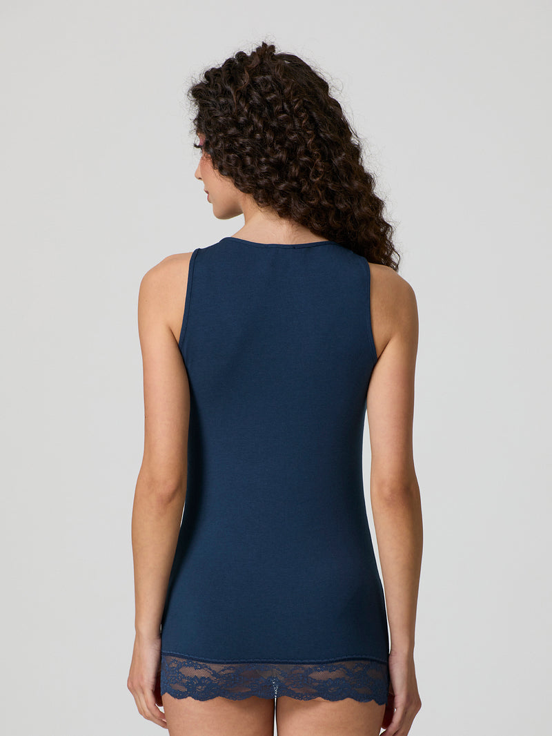 Canotta con pizzo in cotone modal