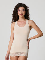 Canotta con pizzo in cotone modal