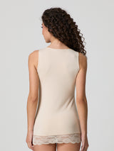 Canotta con pizzo in cotone modal