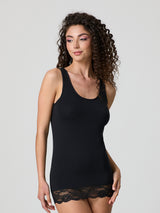 Canotta con pizzo in cotone modal