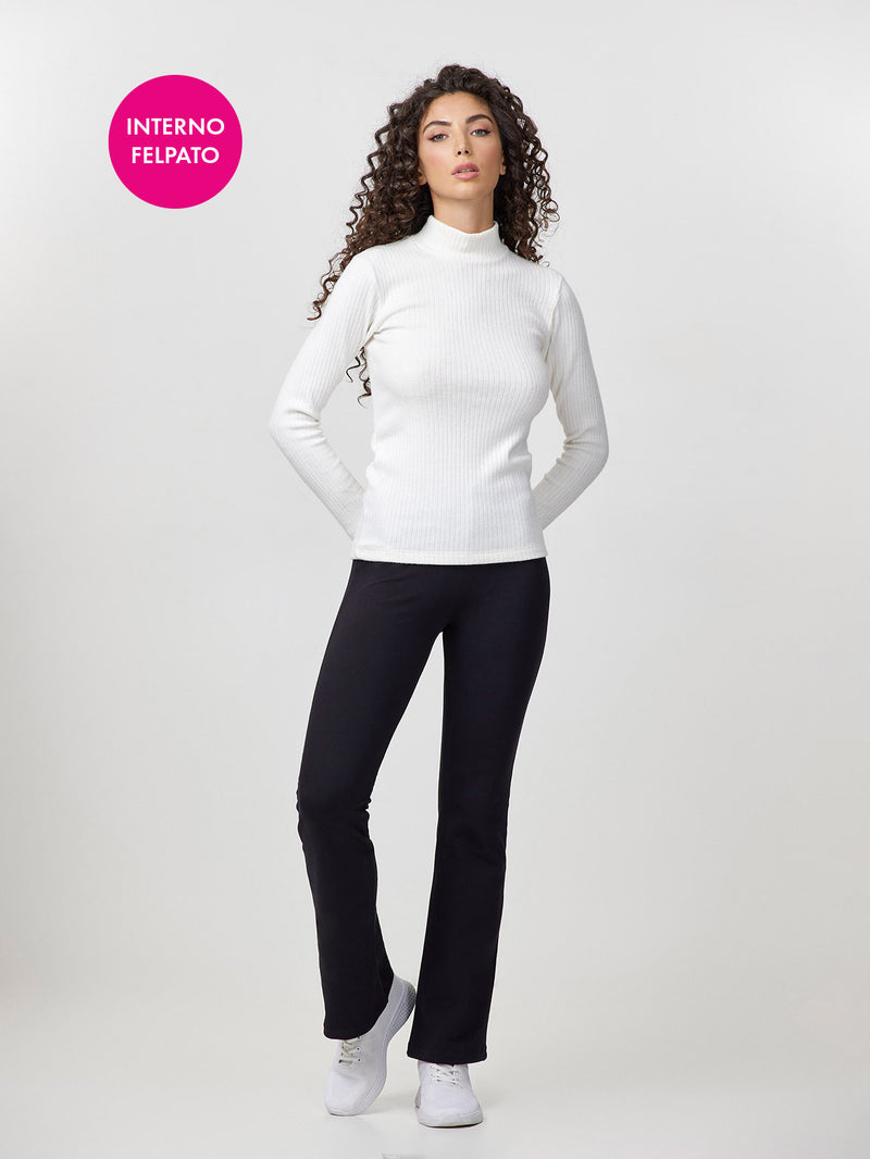 Stretch cotton flared leggings with fleece interior – Jadea