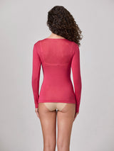 Jadea 4529 maglia in modal e cashmere con scollo a V in pizzo azalea