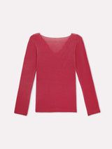 Jadea 4529 maglia in modal e cashmere con scollo a V in pizzo azalea