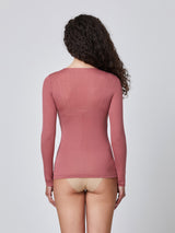 Jadea 4529 maglia in modal e cashmere con scollo a V in pizzo cameo