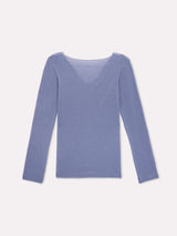 Jadea 4529 maglia in modal e cashmere con scollo a V in pizzo iris
