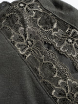 Jadea 4529 maglia in modal e cashmere con scollo a V in pizzo oliva