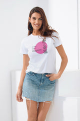 T-shirt 100% cotone con scritta stampata