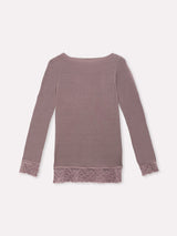 Jadea 4649 maglia caffe in modal e cashmere con polsini in pizzo 