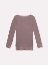 Jadea 4649 maglia caffe in modal e cashmere con polsini in pizzo 