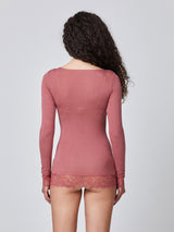 Jadea 4649 maglia in modal e cashmere con polsini in pizzo cameo
