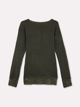 Jadea 4649 maglia in modal e cashmere con polsini in pizzo oliva