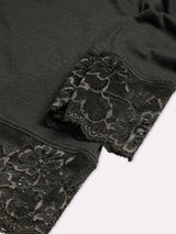 Jadea 4649 maglia in modal e cashmere con polsini in pizzo oliva
