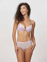 Jadea 4664 reggiseno push-up e slip rosa con pizzo e ricami merengue 