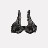 Jadea 4674 push-up nero con pizzo e dettagli ricamati valzer