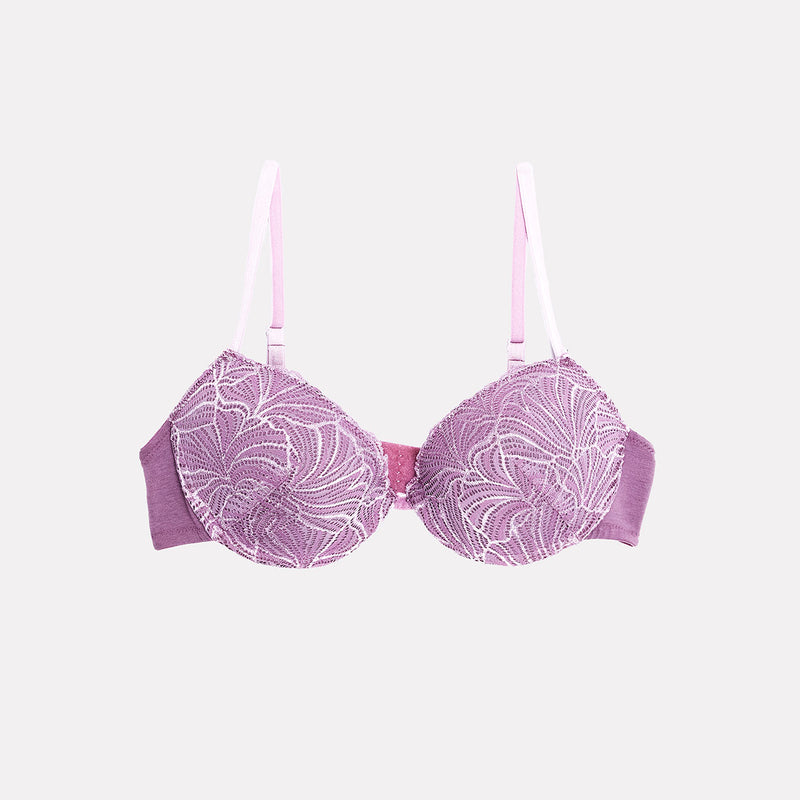 Jadea 4677 push-up lavanda con ricami bicolore a foglie tango 