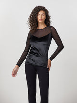 Jadea 4688 maglia a manica lunga in velluto e tulle can can 