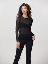 Jadea 4691 maglia trasparente in tulle con micro flock glitterati limbo 