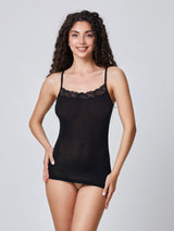 Jadea 4708 top cashmere con pizzo color nero