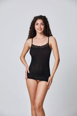 Jadea 4708 top cashmere con pizzo color nero