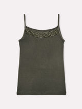 Jadea 4708 top con cashmere con pizzo oliva