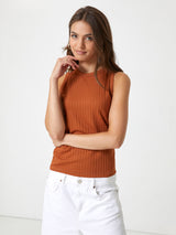 Jadea 4760 canotta a costine a girocollo colore cognac  

