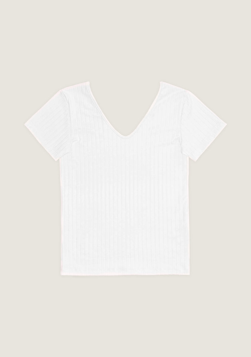 Jadea 4761 t-shirt in viscosa a costine e scollo a v colore seta 