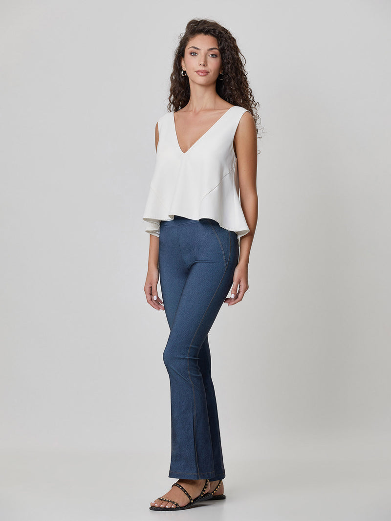 Jadea 4770 pantaleggings in viscosa taglio svasato colore blu denim