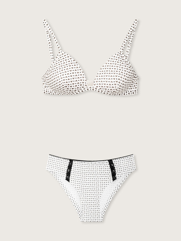 Jadea 4812 coordinato triangolo e slip fantasia mista bianco serie luna