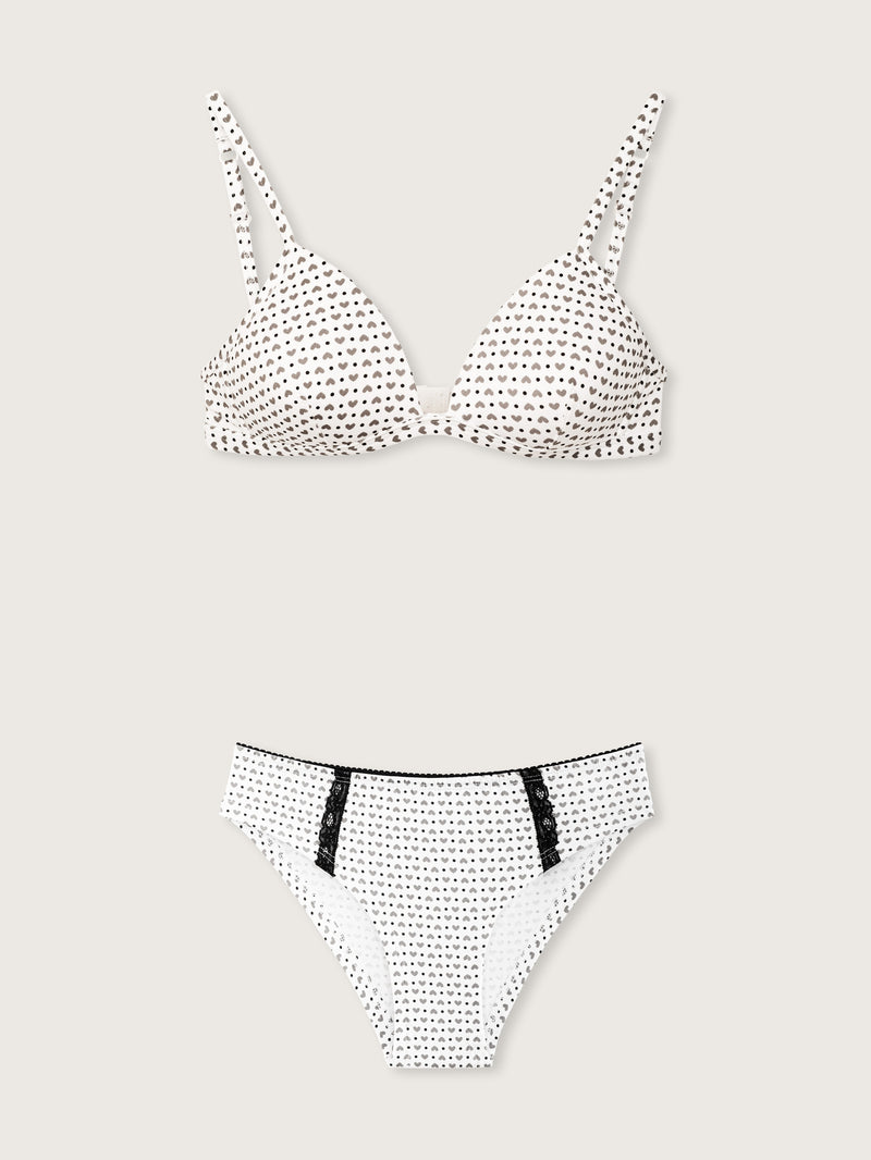 Jadea 4812 coordinato triangolo e slip fantasia mista bianco serie luna