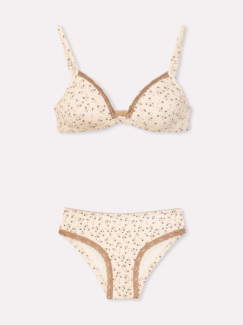 Jadea 4815 coordinato triangolo e slip fantasia mista crema serie galaxia