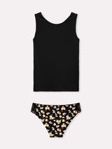 Jadea 4817 coordinato canotta slip fantasia floreale e pizzo nero serie eclissi