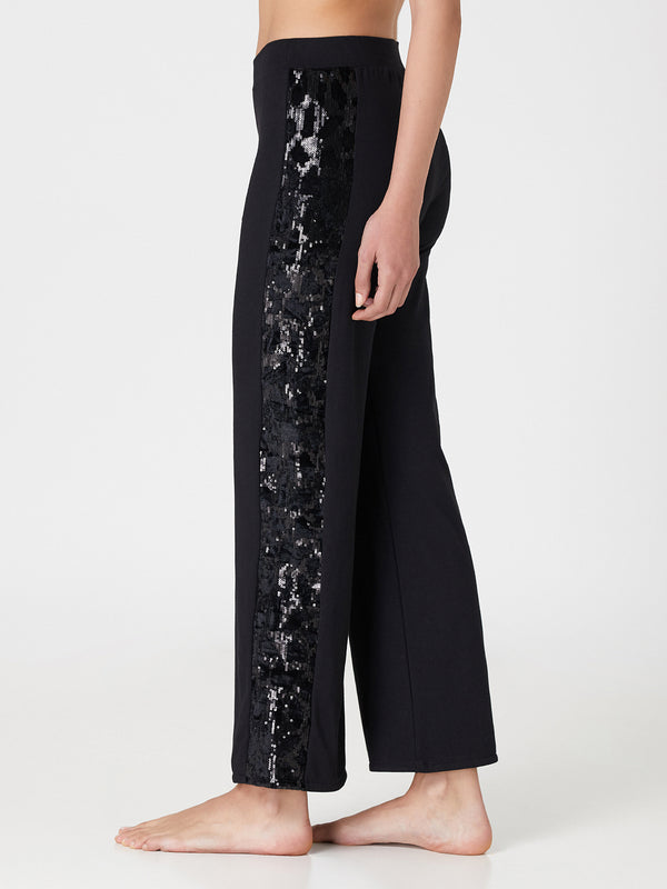 Jadea 4824 pantalone cotone con bande laterali nero 