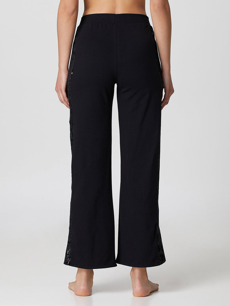 Jadea 4824 pantalone cotone con bande laterali nero 