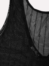 Jadea 4825 canotta in tulle trasparente e glitter nero