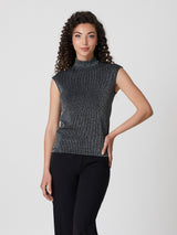 Jadea 4827 canotta in tessuto laminato a costine nero 