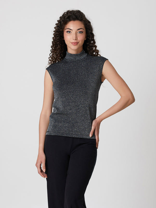 Jadea 4827 canotta in tessuto laminato a costine nero 