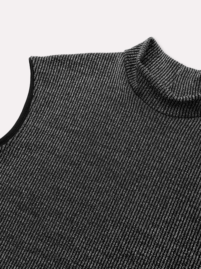 Canotta lupetto a costine in tessuto laminato