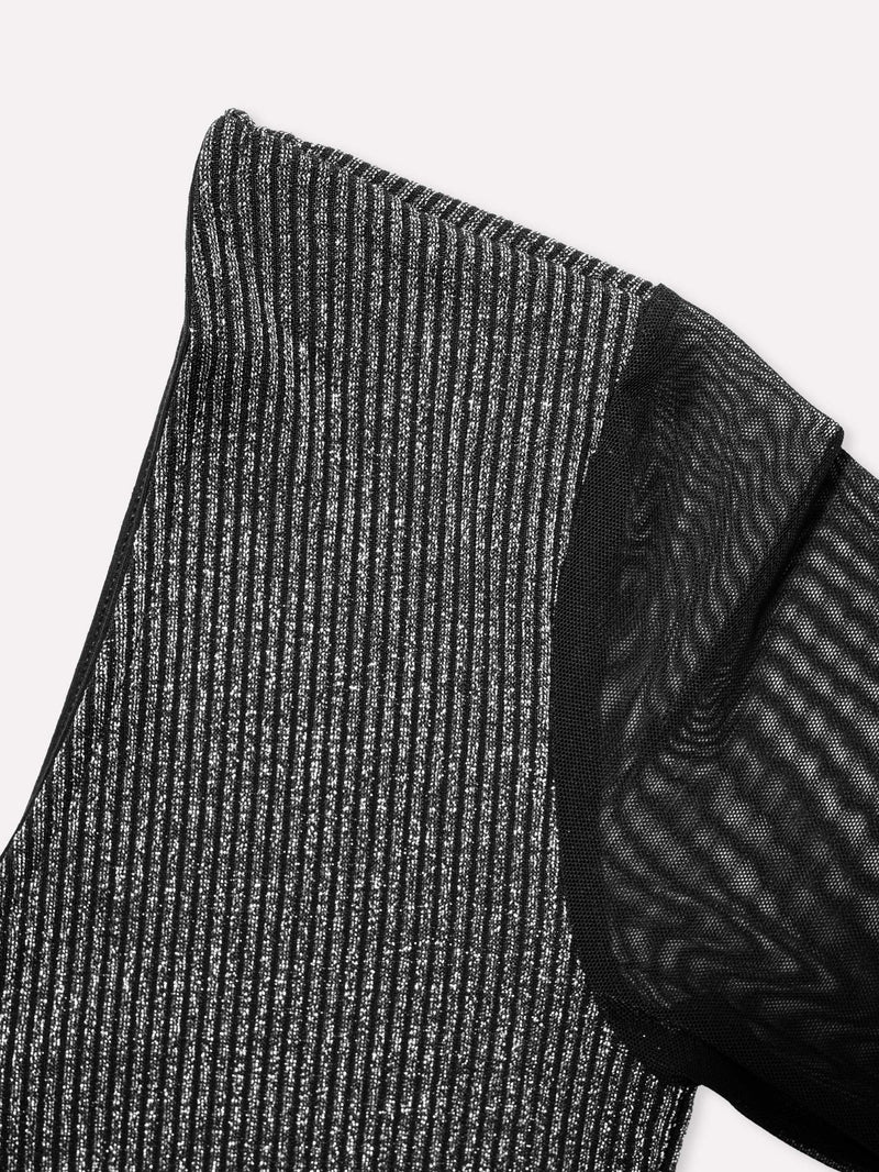 Jadea 4828 maglia in tessuto laminato e costine nero 