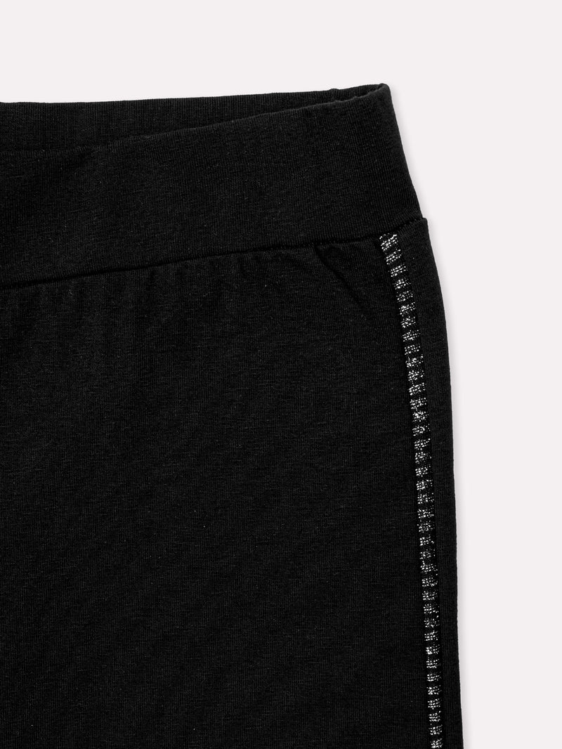 Jadea 4829 leggings in cotone con cucitura glitter nero 