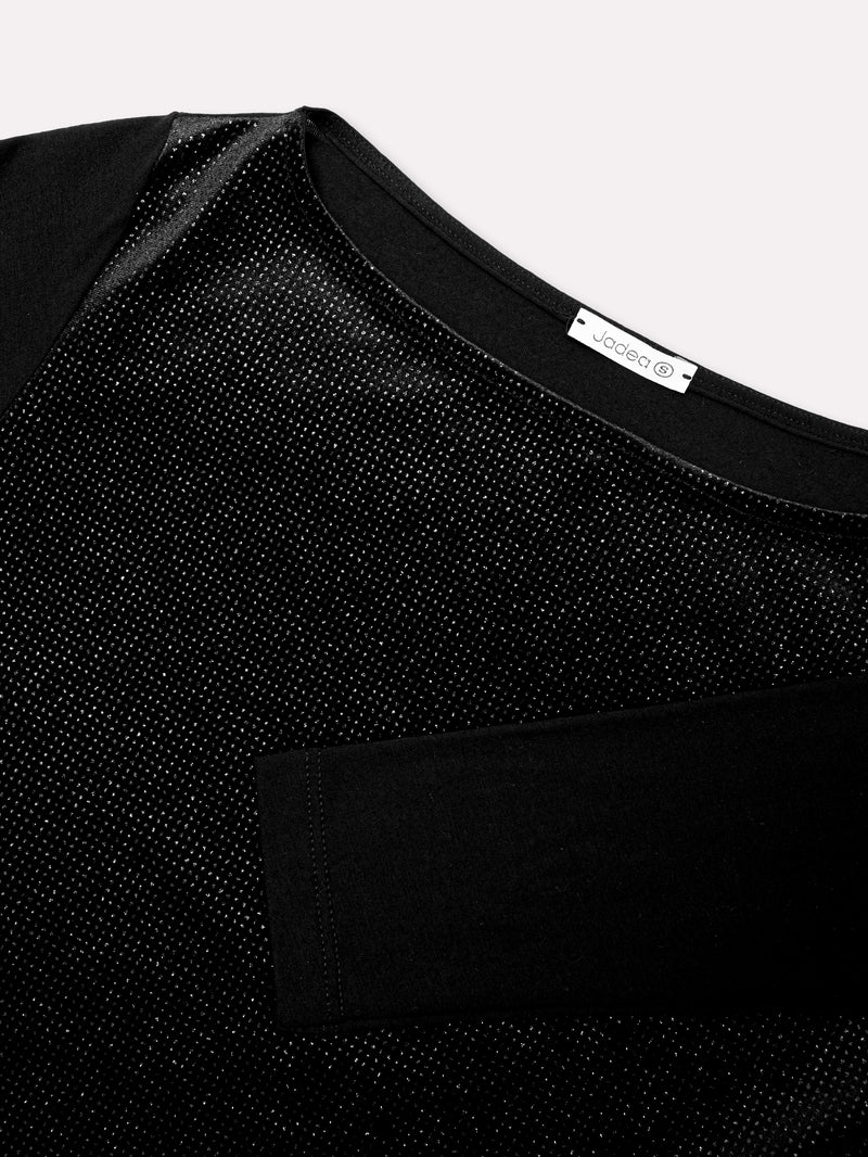 Jadea 4831 maglia effetto velluto e glitter nero 