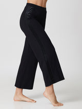 Jadea 4832 pantalone in cotone e bande in velluto e glitter nero 