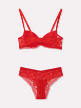 Jadea 4834 coordinato balconcino e slip in pizzo e tulle rosso 