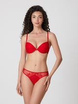 Jadea 4835 coordinato push-up e brasiliana in pizzo onde rosso 