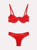 Jadea 4835 coordinato push-up e brasiliana in pizzo onde rosso 