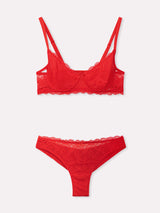 Jadea 4836 coordinato balconcino sfoderato e brasiliana in pizzo onde rosso 