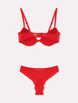 Jadea 4837 coordinato push-up e brasiliana in flock glitter rosso